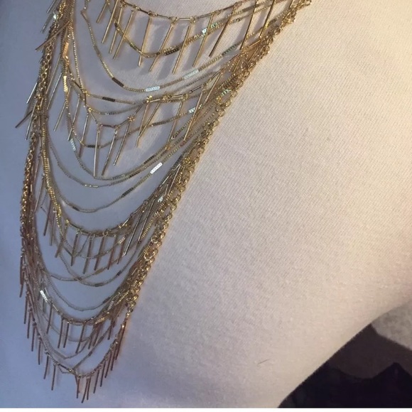 NEW! BCBG Maxazria Draped Fringe Gold Necklace - Picture 8 of 8